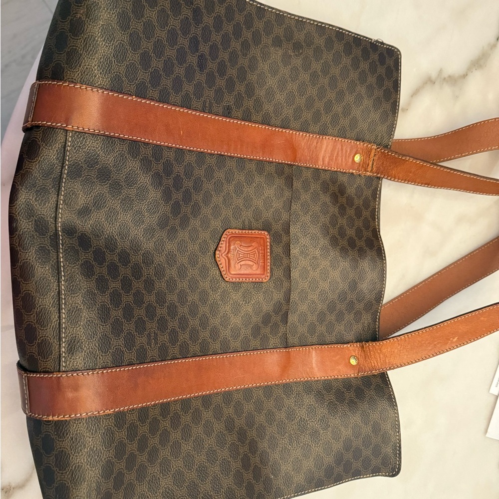 Celine Macadam Brown and Tan Tote Bag